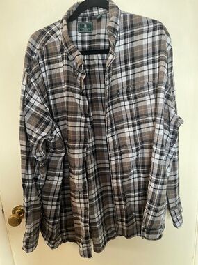 G.H. Bass Black, Gray & White Plaid Flannel Shirt XXL. Nice
